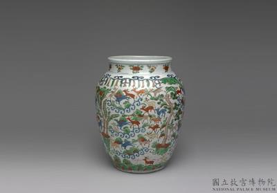 图片[2]-Vase with “One Hundred deer” in wucai painted enamels, Ming dynasty, Wanli reign, 1573-1620-China Archive